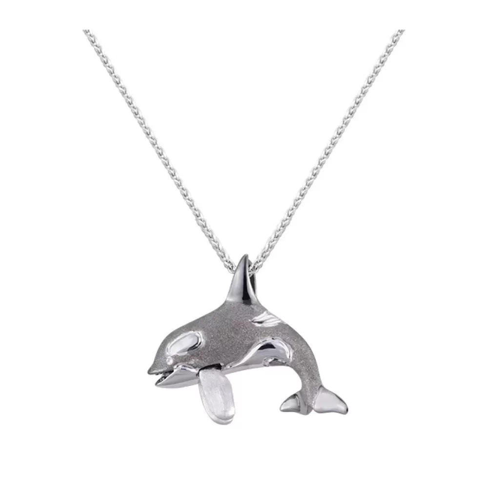 Pendants & Necklaces | Denny Wong 14K 20Mm 2/Tone (Black And White) Killing Whale Pendant With 2 Diamonds