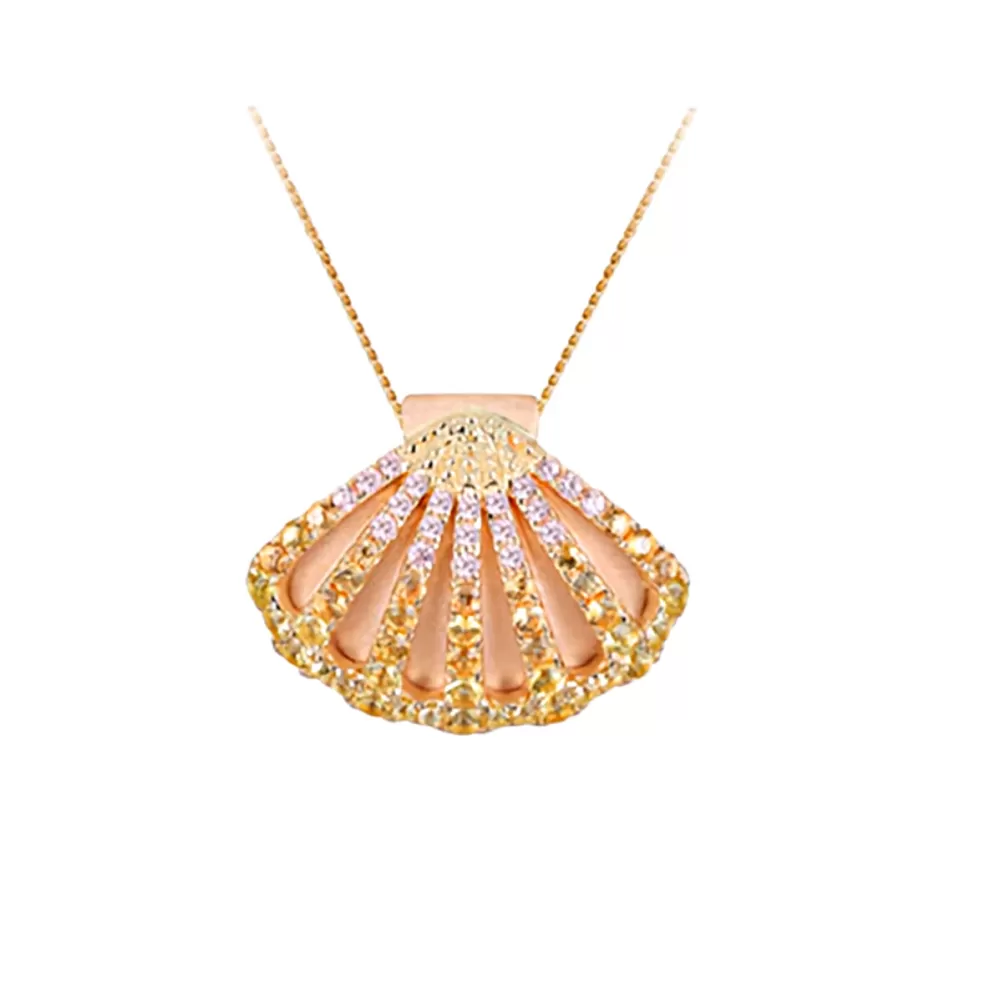Pendants & Necklaces | Denny Wong 14K 2/Tone Shell Pendant With 64 Colored Sapphires