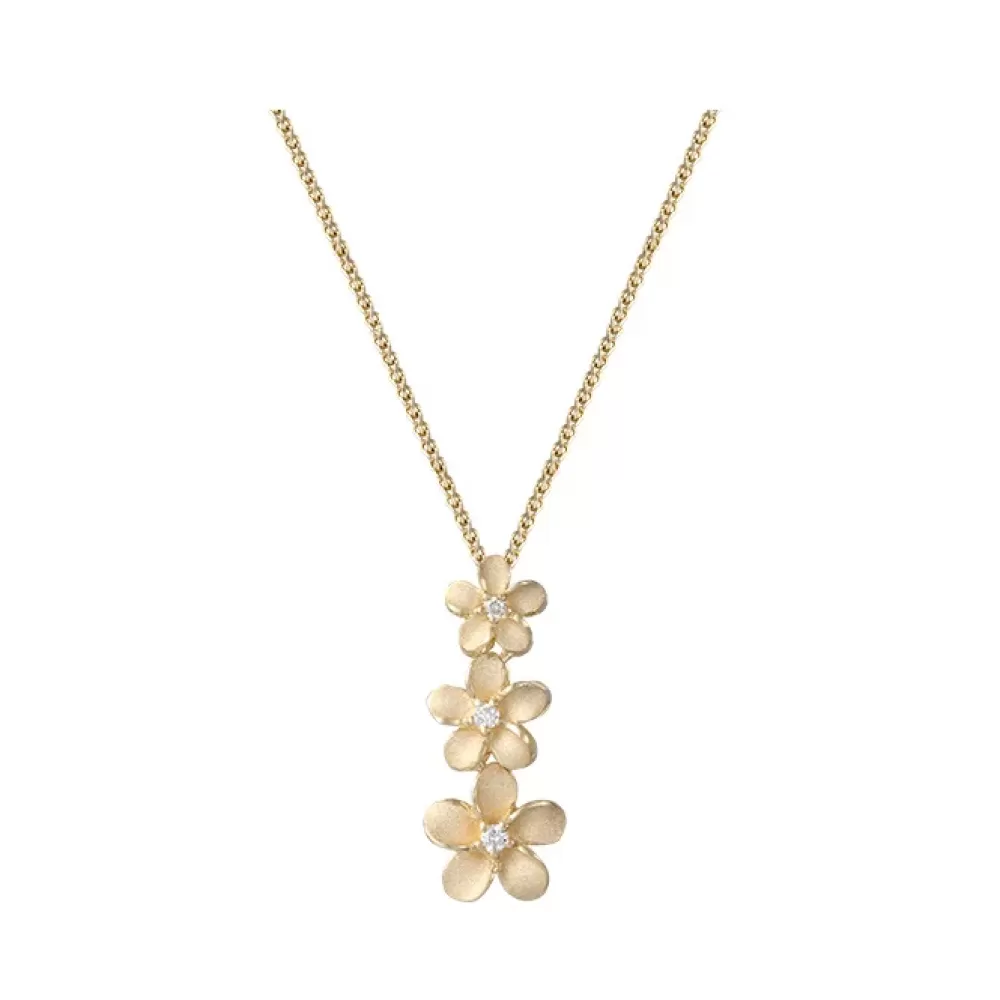 Hawaiian Jewelry | Denny Wong 14K 6, 8 & 10Mm Plumeria Lei Slide Pendant With 3 Diamonds