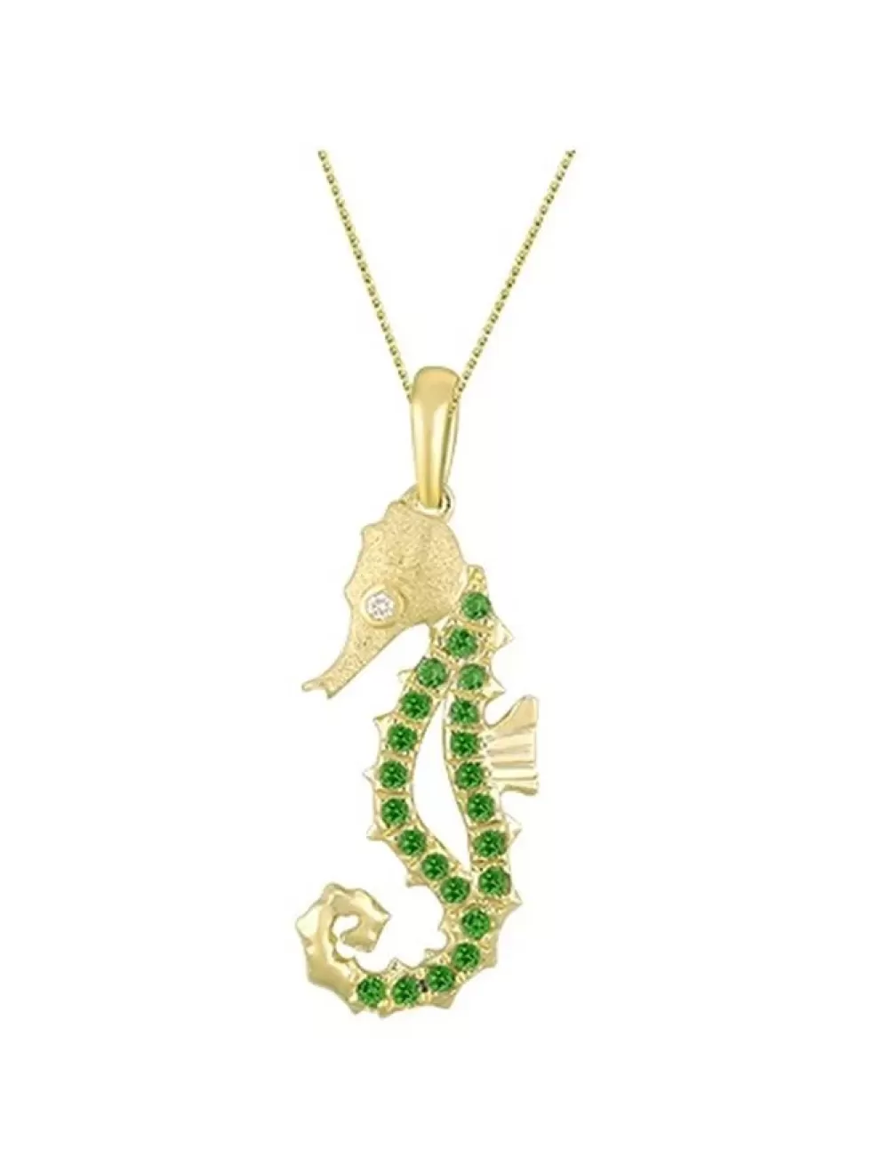 Pendants & Necklaces | Denny Wong 14K Single Sea Horse Pendant With Diamond And 22 Tsavorites